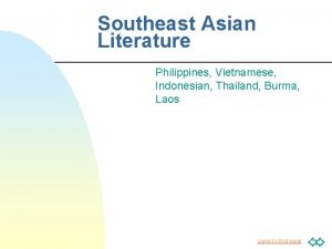 Southeast Asian Literature Philippines Vietnamese Indonesian Thailand Burma