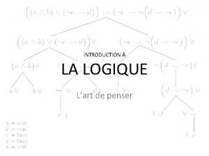 INTRODUCTION LA LOGIQUE Lart de penser DFINITION La