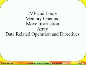 JMP and Loops Memory Operand Move Instruction Array