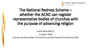 The National Redress Scheme whether the ACNC can