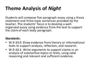 Night essay thesis statement Night essay thesis statement