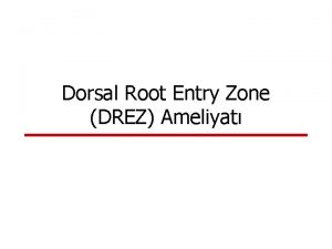 Dorsal Root Entry Zone DREZ Ameliyat DREZ ameliyat