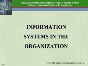 Management Information Systems Second Canadian Edition Chapter 2