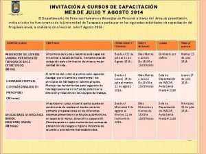 INVITACIN A CURSOS DE CAPACITACIN MES DE JULIO