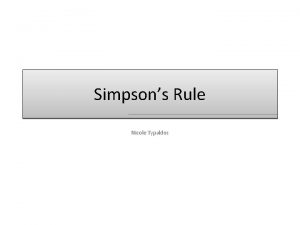 Simpsons Rule Nicole Typaldos Basic Simpsons Rule NOTE