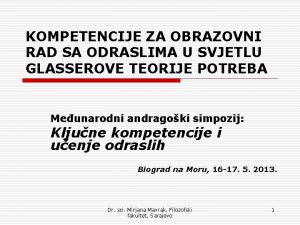 KOMPETENCIJE ZA OBRAZOVNI RAD SA ODRASLIMA U SVJETLU