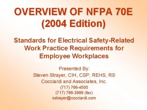 Nfpa 70e 2004 standard for electrical safety