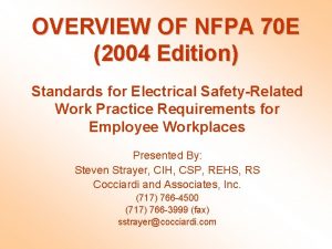 Nfpa 70e 2004 standard for electrical safety Nfpa 70e 2004 standard for electrical safety