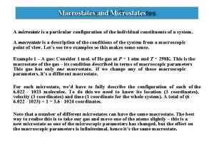 Microstate and macrostate