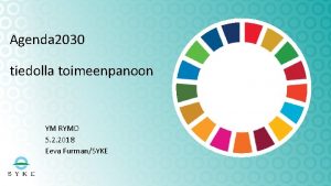 Agenda 2030 tiedolla toimeenpanoon YM RYMO 5 2