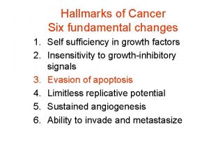 Hallmarks of Cancer Six fundamental changes 1 Self