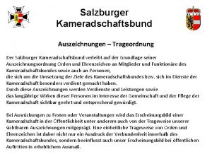 Salzburger Kameradschaftsbund Auszeichnungen Trageordnung Der Salzburger Kameradschaftsbund verleiht