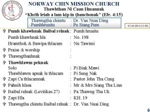 NORWAY CHIN MISSION CHURCH V V V V