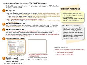 How to use this Interactive PDF i PDF