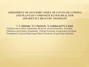 Cocoyam glycemic index