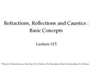 Refractions Reflections and Caustics Basic Concepts Lecture 15