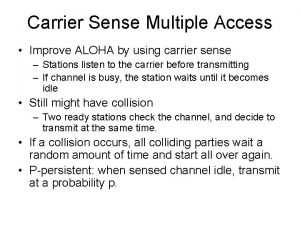 Carrier Sense Multiple Access Improve ALOHA by using