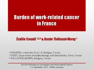 Burden of workrelated cancer in France milie Counil