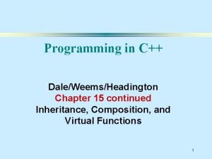 Programming in C DaleWeemsHeadington Chapter 15 continued Inheritance