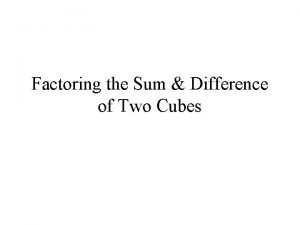 Cubes rule