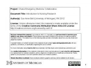 Project Ghana Emergency Medicine Collaborative Document Title Introduction