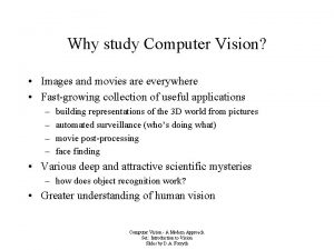 Why study computer vision