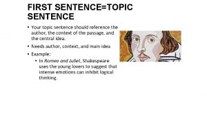 Whats a topic sentence example