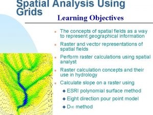 Spatial Analysis Using Grids Learning Objectives n n