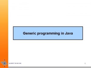 Generic programming Generic programming