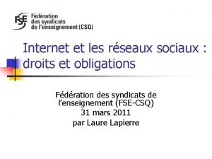 Internet et les rseaux sociaux droits et obligations