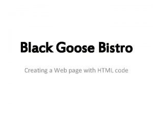 Black goose bistro summer menu