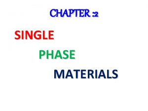 CHAPTER 2 SINGLE PHASE MATERIALS Phase Diagram for