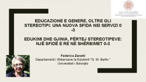 EDUCAZIONE E GENERE OLTRE GLI STEREOTIPI UNA NUOVA