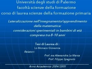 Universit degli studi di Palermo facolt scienze della