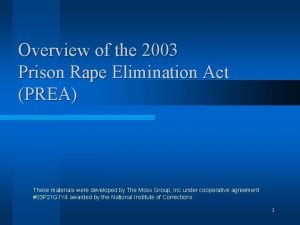 Overview of the 2003 Prison Rape Elimination Act