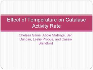 Effect of Temperature on Catalase Activity Rate Chelsea