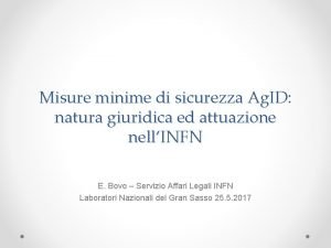 Misure minime di sicurezza Ag ID natura giuridica