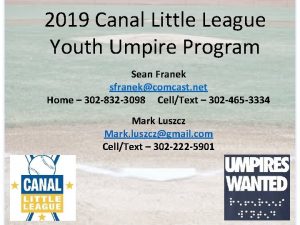 2019 Canal Little League Youth Umpire Program Sean