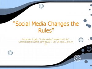 Social Media Changes the Rules Fernando Angelo Social