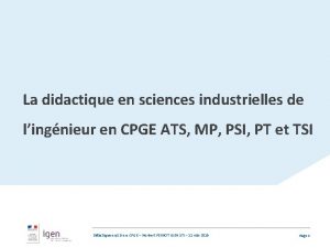 La didactique en sciences industrielles de lingnieur en