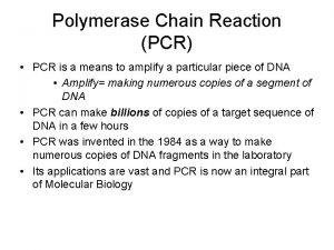 Application of pcr