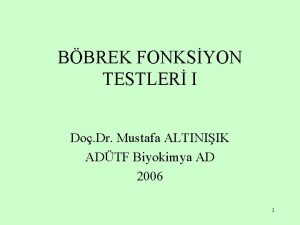 BBREK FONKSYON TESTLER I Do Dr Mustafa ALTINIIK