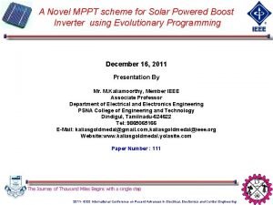 A Novel MPPT scheme for Solar Powered Boost