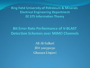 King Fahd University of Petroleum Minerals Electrical Engineering