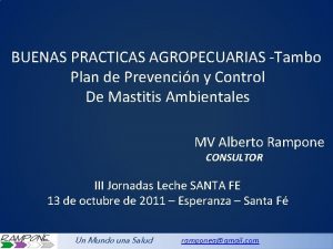 BUENAS PRACTICAS AGROPECUARIAS Tambo Plan de Prevencin y