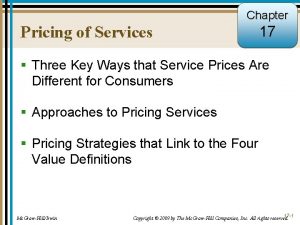 Chapter Pricing of Services 17 Three Key Ways