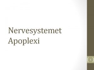 Nervesystemet Apoplexi 1 Dagens program Nervesystemet Apopleksi Film