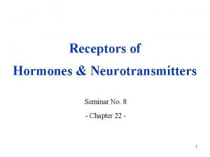 Receptors of Hormones Neurotransmitters Seminar No 8 Chapter