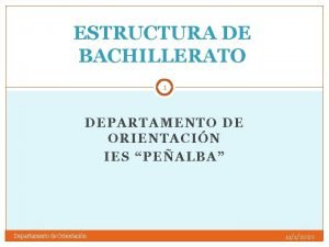 ESTRUCTURA DE BACHILLERATO 1 DEPARTAMENTO DE ORIENTACIN IES