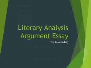 The great gatsby literary analysis essay